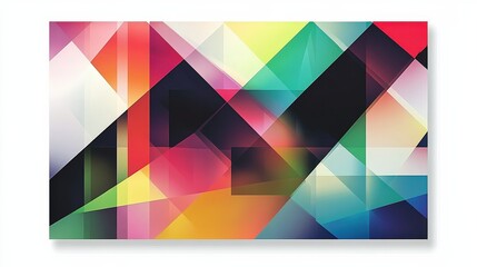 Fototapete - A card with a modern design on a transparent background, featuring bold geometric shapes and vibrant colors.
