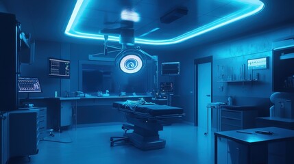 Poster - A cutting-edge operating room where AI assists in surgery with precision tools and real-time imaging