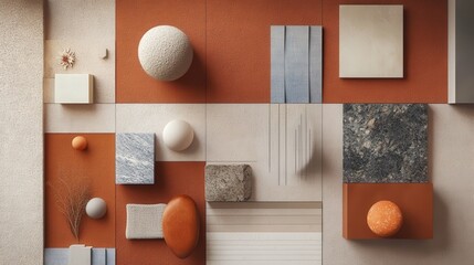 Poster - A designer curating a mood board with color palettes and textures, setting the tone and style for an upcoming project