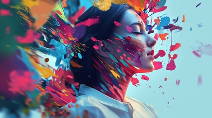 Poster - A graphic designer experimenting with colors and fonts, exploring different elements to create visually captivating content