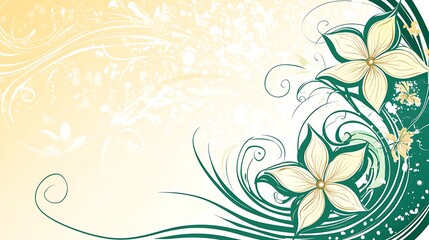 Poster - elegant floral frame design featuring vibrant flowers and graceful vines on a soft yellow background