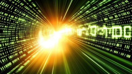 Poster - Digital Data Flow in Futuristic Tunnel