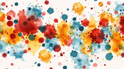 Poster - A vibrant watercolor splash design featuring red, blue, and yellow hues in an abstract arrangement on a light background.