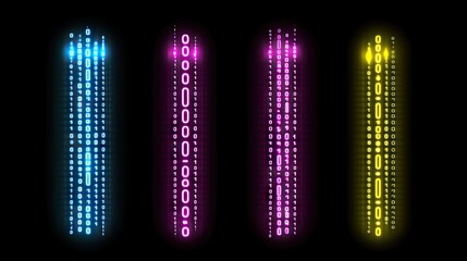  - Digital Binary Code Background with Colorful Lights