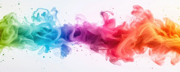 Poster - A vibrant swirl of colorful smoke, blending shades of blue, green, pink, and orange against a light background, creating an artistic and dynamic visual effect.