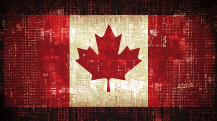 Poster - Canada Flag with Digital Background Overlay