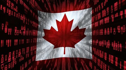 Poster - Digital Representation of Canada with Maple Leaf Symbol