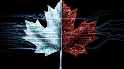 Poster - Digital Maple Leaf with Technology Elements
