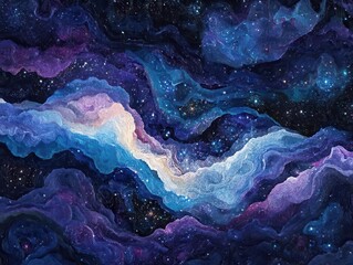 Wall Mural - cosmic landscape filled with swirling galaxies and bright stars, creating a mesmerizing abstraction 