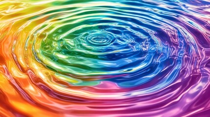 Poster - A colorful wave of water with a rainbow in the middle