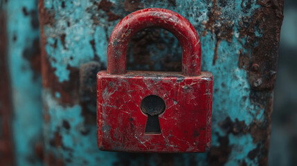 Poster - A red broken padlock warns of a security breach.  Data is under attack, passwords are compromised, and a virus might be present. The network is vulnerable.