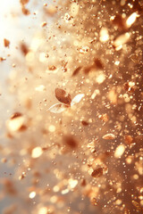 Poster - Delicate gold confetti sprinkled across a clean background, adding a subtle, festive touch in a minimal style,