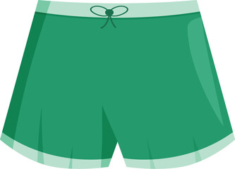 Poster - Green sport shorts with light green border and drawstring isolated on white background