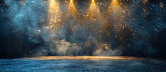 Wall Mural - Golden Spotlight on a Misty Stage