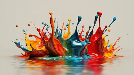 Fototapete - High-resolution abstract paint splash with multiple colors blending beautifully, providing a striking background for 8K displays.