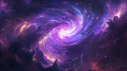 Aufkleber - Mesmerizing spiral galaxy with swirling stars, surrounded by glowing nebulae. The boundless and timeless beauty of the universe.