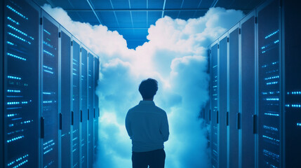 Poster - Cloud storage lets you save your files online, like on a giant computer in the sky. It keeps your data safe and lets you access it from anywhere with an internet connection.