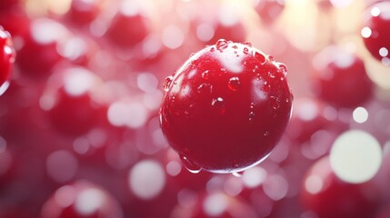 Aufkleber - A close up of a red fruit with water droplets on it