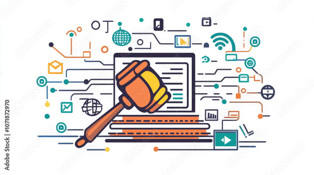 Law Computer Node This icon represents internet law, made with computer code. It shows ...