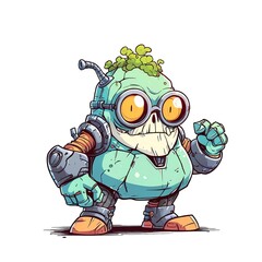 Sticker - Cartoon Robot Illustration