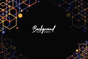 Aufkleber - Hexagons abstract background with geometric shapes black background color EPS 10
