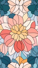 Poster - Create a serene floral mandala pattern in pastel colors for mindfulness and relaxation