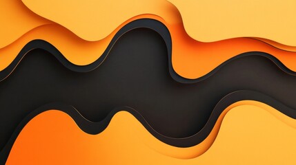 Poster - A black and orange wave with a yellow background