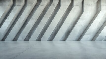 Poster - A row of angular concrete columns forms a striking feature in a minimalistic space, showcasing the interplay between geometry, texture, and light for an urban ambiance.