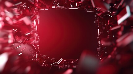 Poster - A vibrant, abstract image featuring an intense red glow surrounded by intricate geometric designs. The cyberpunk aesthetic creates an edgy, futuristic atmosphere.