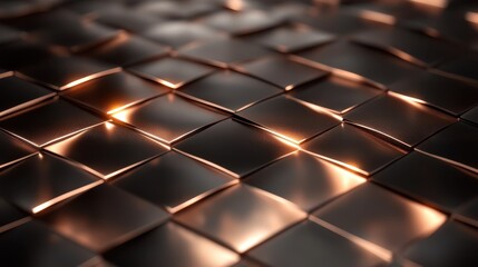 Poster - An intricately designed copper surface with gentle reflections of light, creating a warm, metallic atmosphere that resonates with elegance and artistic touch.