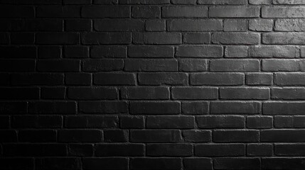 Poster - A highly detailed section of a black-painted brick wall, with varying degrees of light and shadow highlighting its rough texture, creating an urban, gritty ambiance.
