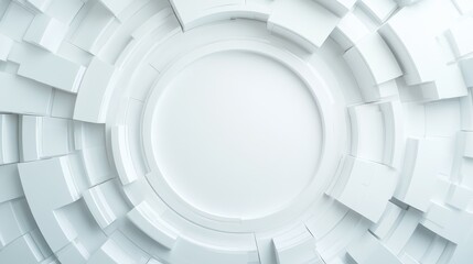 Poster - An intricate 3D composition of concentric circular layers in white, evoking a sense of structure and purity through its minimalist geometric design.