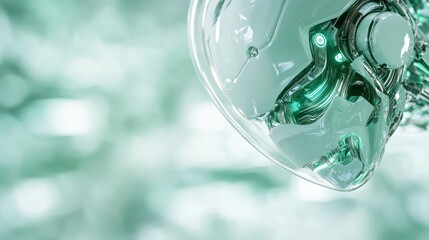 Poster - A close-up of a futuristic technological device showcasing intricate design and illuminating light, capturing modernity and innovation with a sleek, glossy finish.