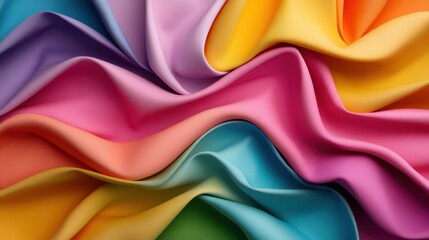 Poster - A vibrant scene of multicolored, flowing fabric textures creates dynamic swirls that evoke creativity. Perfect for projects needing vivid, colorful energy.