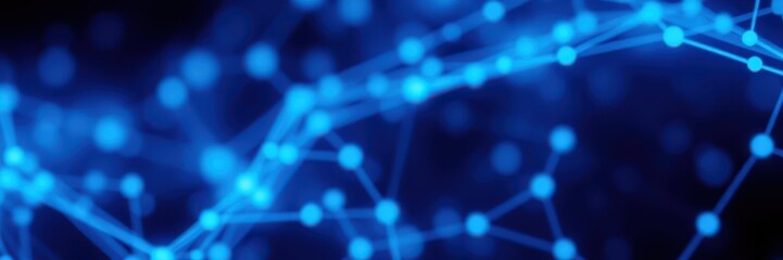 Wall Mural - A close-up view of a blue network with glowing dots
