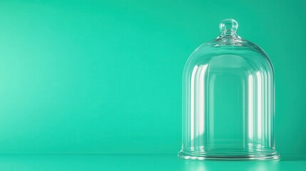 Poster - An elegant glass dome set on a striking turquoise base, capturing light and reflections beautifully, representing tranquility and artful modern design elements.