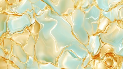 Poster - Elegant abstract design featuring soft blues and shimmering golds, perfect for backgrounds and creative projects.