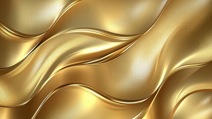 Poster - An elegant flowing pattern of golden waves, creating a luxurious and sophisticated texture.