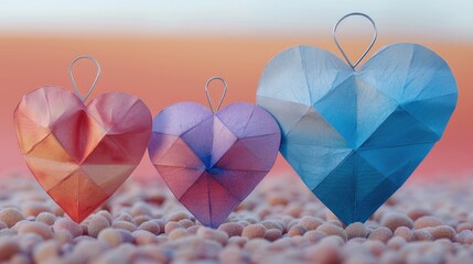 Poster - A colorful paper hearts, Valentine's Day, birthday, wedding, anniversary.