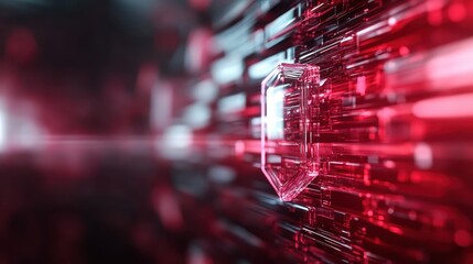 Poster - The red crystalline structure exudes a futuristic appeal, embodying complex geometries and intricate reflections in a vibrant abstract setting, rich with energy.