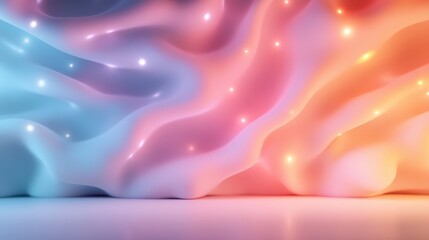 Poster - This image presents a soothing array of blurred pastel hues, punctuated by soft glowing lights, creating a dreamy ambiance and gentle visual interest.