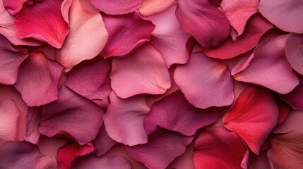 Fototapete - A stunning close-up of assorted pink flower petals scattered, highlighting vibrant hues and natural textures, perfect for backgrounds or floral-themed projects.