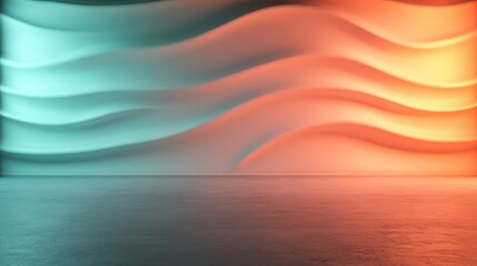 Poster - A striking interior wall installation showcasing bold color waves, evoking a modern design style with fluid lines and a perfect balance of energy and tranquility.
