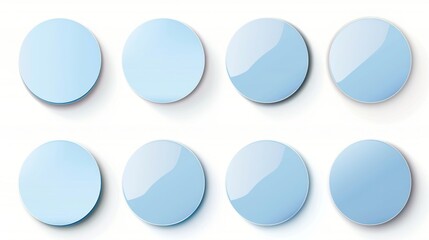 Glossy Blue Circle Buttons: Design Elements for Web and Graphic Design