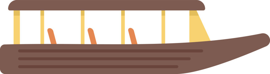 Poster - simple vector illustration of a wooden boat for tourists sailing on water surface