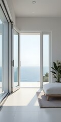 Wall Mural - Modern Minimalist Bedroom With Sea View