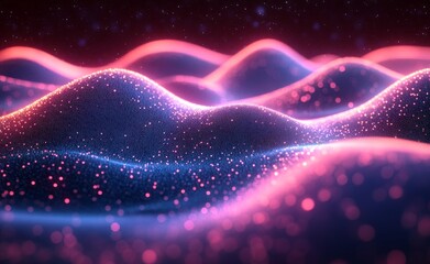 Poster - Flowing lines of color transform an otherwise dull digital landscape into a colorful display during the night