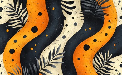 Poster - A visually dynamic installation combining yellow, black, and patterns
