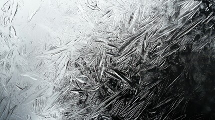 Aufkleber - Explore the intricate beauty of abstract frozen patterns on glass with frost details