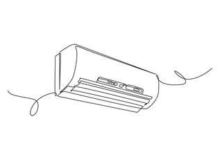 Leinwandbilder - Continuous one line drawing of indoor Air Conditioner. Air conditioner single line art vector illustration. Editable vector.